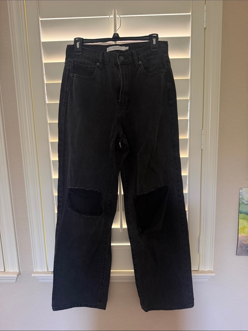 Black Wide-Leg Distressed HIDDEN JEANS